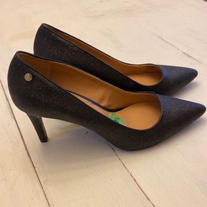 Calvin Klein Nilly 9.5M Matte Black Sparkle Heels